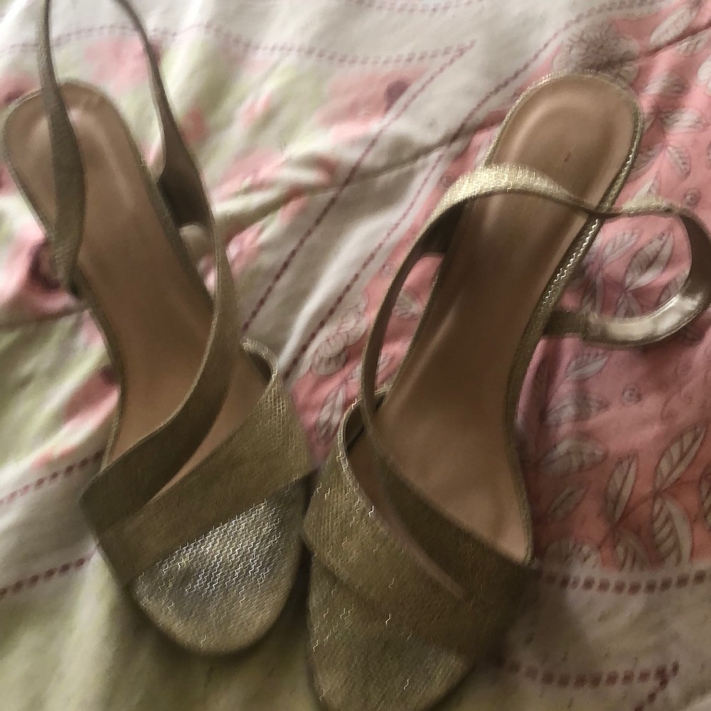 Gold sling back dress shoes